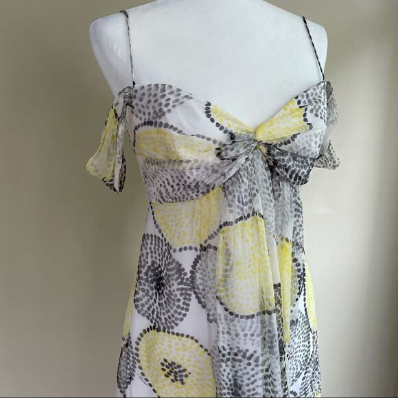 Vintage Milly NY Silk OTS Yellow Polka Dot Dress - Picture 4 of 12